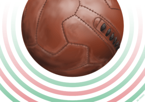 Ilustración del balón "Federale 102" utilizado en el Mundial de Italia 1934. Autor: Pablo Toussaint