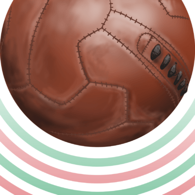 Ilustración del balón "Federale 102" utilizado en el Mundial de Italia 1934. Autor: Pablo Toussaint