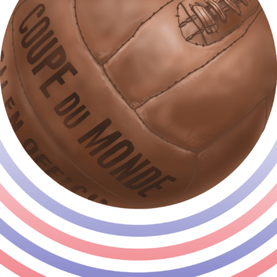 Ilustración del balón "Allen", utilizado para los partidos oficiales del Mundial de la FIFA Francia 1938. Autor: Pablo Toussaint