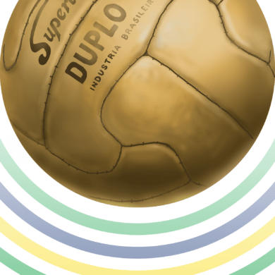 Ilustración del balón "Duplo T" utilizado en el Mundial de Brasil 1950. Autor: Pablo Toussaint