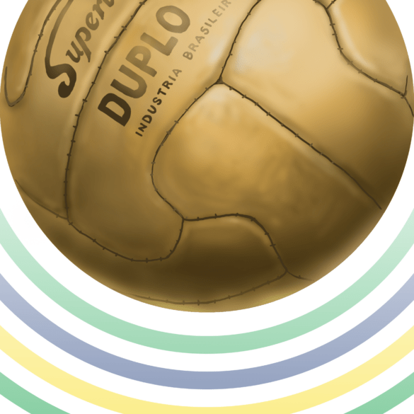 Ilustración del balón "Duplo T" utilizado en el Mundial de Brasil 1950. Autor: Pablo Toussaint