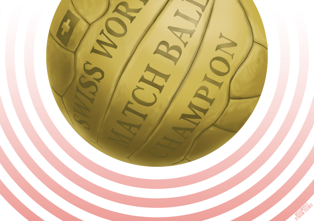 Ilustración del balón "Swiss World Champion" utilizado en el Mundial de Suiza 1954. Autor: Pablo Toussaint