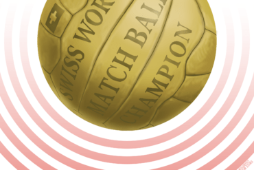 Ilustración del balón "Swiss World Champio" utilizado en el Mundial de Suiza 1954. Autor: Pablo Toussaint