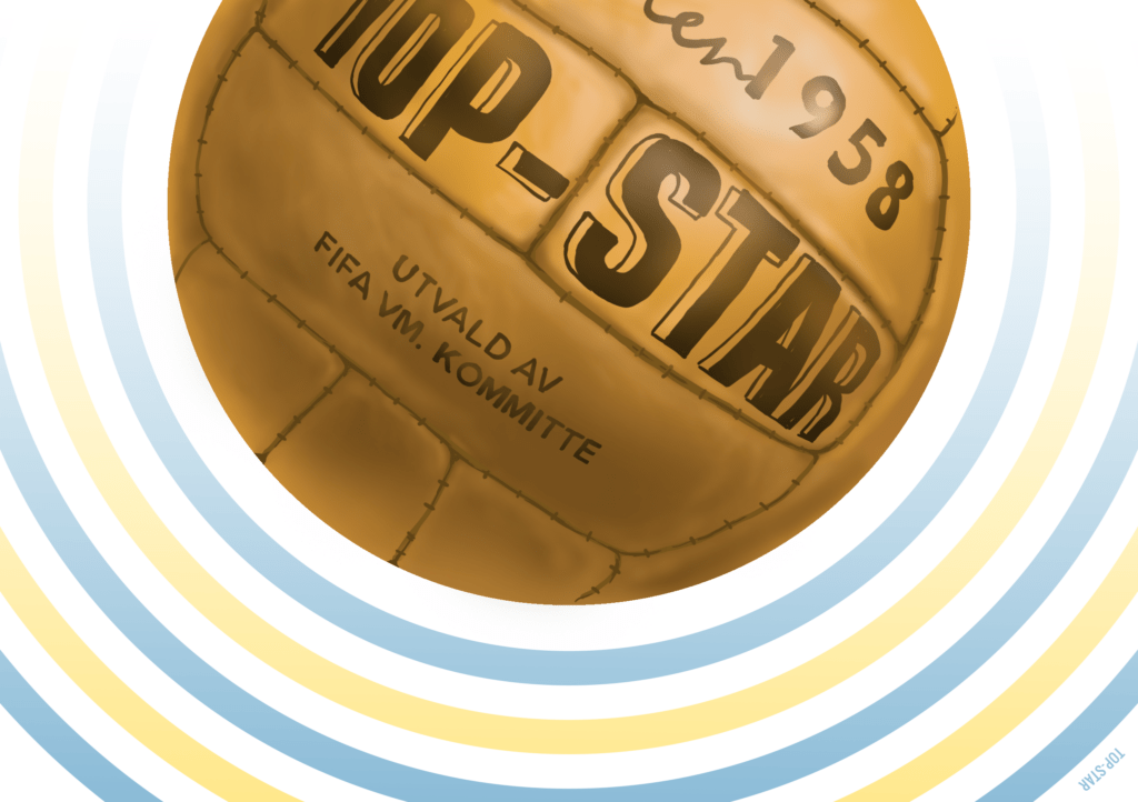 Ilustración del balón "Top-Star" utilizado en el Mundial de Suecia 1958. Autor: Pablo Toussaint