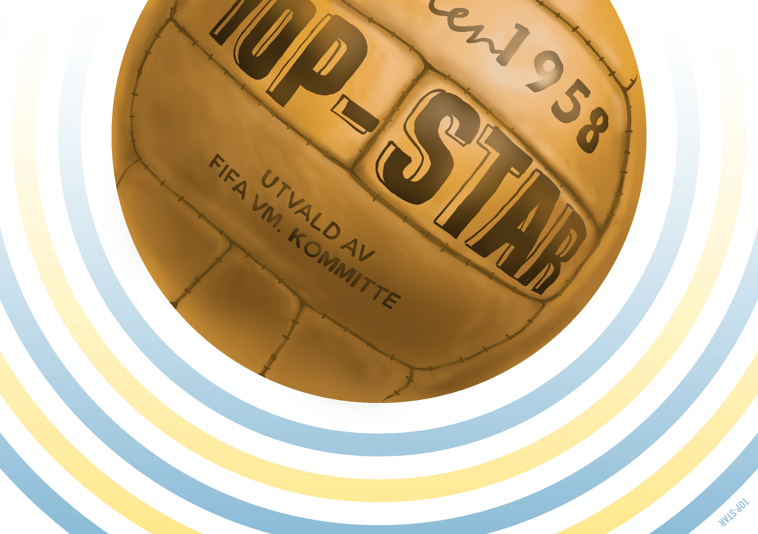 Ilustración del balón "Top-Star" utilizado en el Mundial de Suecia 1958. Autor: Pablo Toussaint