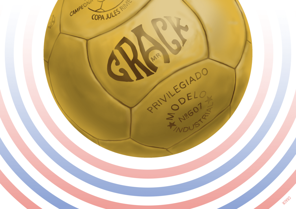 Ilustración del balón "Crack" utilizado en el Mundial de Chile 1962. Autor: Pablo Toussaint