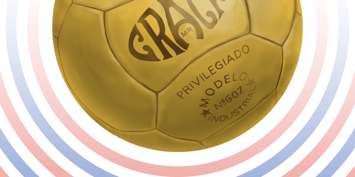 Ilustración del balón "Crack" utilizado en el Mundial de Chile 1962. Autor: Pablo Toussaint