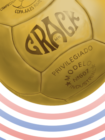 Ilustración del balón "Crack" utilizado en el Mundial de Chile 1962. Autor: Pablo Toussaint