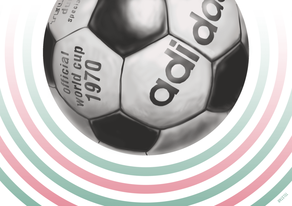 Ilustración del balón "Telstar" utilizado en el Mundial de México 1970. Autor: Pablo Toussaint