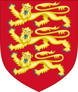 Escudo de Ricardo I de Inglaterra que representa tres leones pasantes guardantes en oros en campo de gules (rojo).